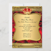 Red Gold Brunette Baby Prince Baby shower Kaart (Achterkant)
