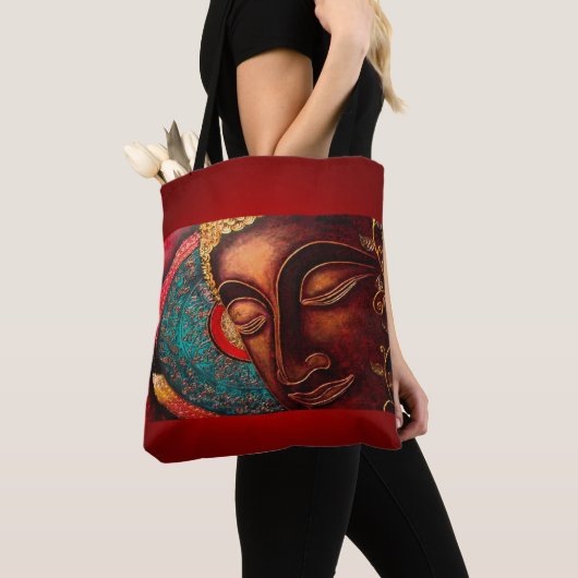 Red & Gold Buddha Tote Bag (Dichtbij)