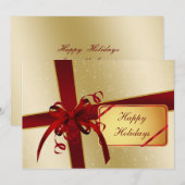 Red Gold Business Holiday Greetings Feestdagenkaart (Voorkant / Achterkant)