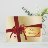 Red Gold Business Holiday Greetings Feestdagenkaart (Staand voorkant)