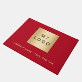 Red gold business logo deurmat (Schuin)