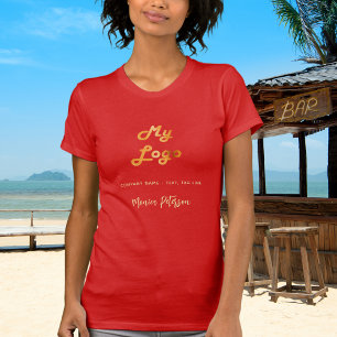 Red gold business logo naam handtekening t-shirt