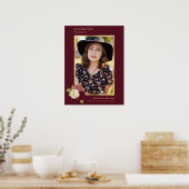 Red Gold Celebration of Life Photo Funeral Sign Poster (Keuken)