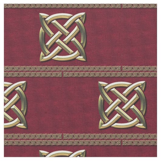 Red & Gold Celtic Knot Stof (Close Up)
