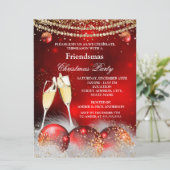 Red Gold Champagne Friendsmas kerstfeest Kaart (Staand voorkant)