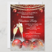Red Gold Champagne Friendsmas kerstfeest Kaart (Voorkant)