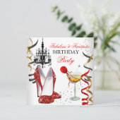 RED Gold Chandelier White Champagne Party 2 Kaart (Staand voorkant)