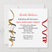 RED Gold Chandelier White Champagne Party 2 Kaart (Achterkant)