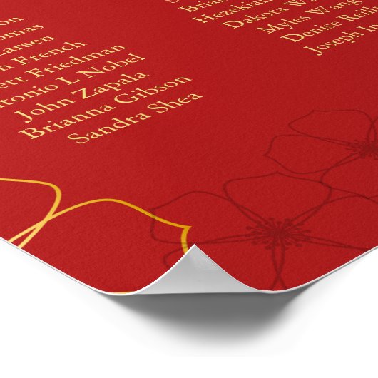 Red Gold Cherry Bloss-zeekaart | Aangepaste kleur Poster (Hoek)