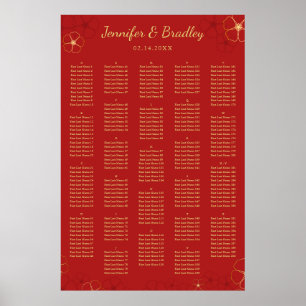 Red Gold Cherry Bloss-zeekaart   Aangepaste kleur Poster