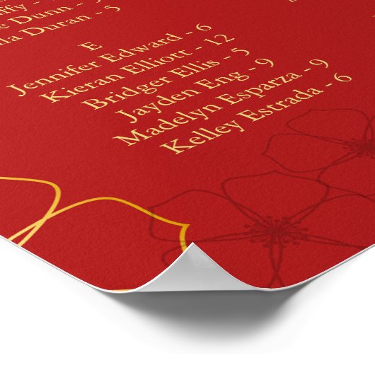 Red Gold Cherry Bloss-zeekaart | Aangepaste kleur Poster (Hoek)