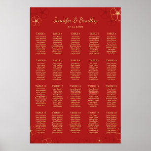 Red Gold Cherry Bloss-zeekaart   Aangepaste kleur Poster