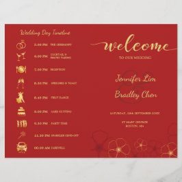 Red Gold Cherry Blossom Folded Wedding Chronologie