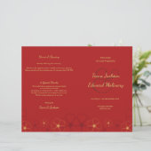 Red Gold Cherry Blossom Folded Wedding Programme (Staand voorkant)