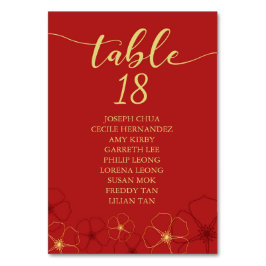 Red Gold Cherry Blossom Gold Seating Chart Kaart