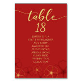 Red Gold Cherry Blossom Gold Seating Chart Kaart (Voorkant)