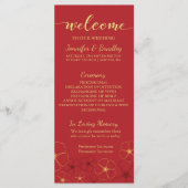 Red & Gold Cherry Blossom Wedding Program Kaart (Voorkant)