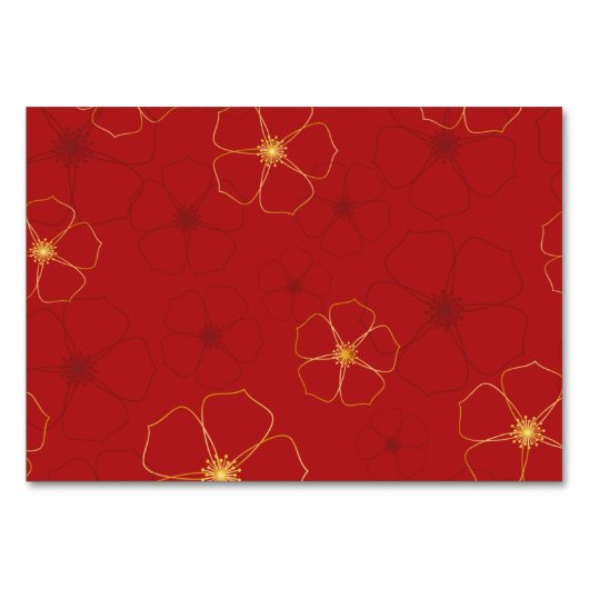 Red Gold Cherry Blossoms Buffet Food Label Kaart (Achterkant)