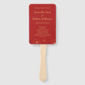Red Gold Cherry Blossoms Fan huwelijksprogramma Handwaaier (Voorkant)