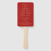 Red Gold Cherry Blossoms Fan huwelijksprogramma Handwaaier (Achterkant)