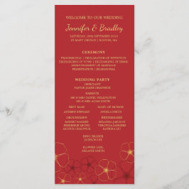 Red Gold Cherry Blossoms Trouwtijdlijn Programmakaart