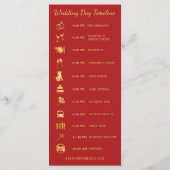 Red Gold Cherry Blossoms Trouwtijdlijn Programmakaart (Achterkant)