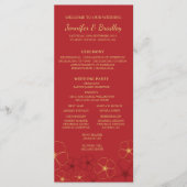 Red Gold Cherry Blossoms Trouwtijdlijn Programmakaart (Voorkant)