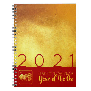 Red Gold Chinese Ox, papieren versie van 2021 Noti Notitieboek