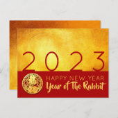 Red Gold Chinese Rabbit papier-snit 2023 HHP01 Feestdagenkaart (Voorkant / Achterkant)