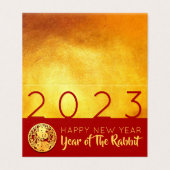 Red Gold Chinese Rabbit papieren versie 2023 FBC Kaart (Buitenkant ongevouwen)