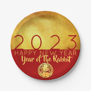 Red Gold Chinese Rabbit papieren versie 2023 PP Bordje