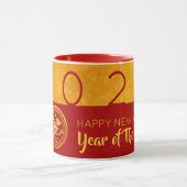 Red Gold Chinese Rat, op papier gesneden 2020 Comb Mok (Midden)