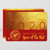 Red Gold Chinese Rat, op papier gesneden 2020-part (Voorkant / Achterkant)