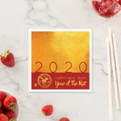 Red Gold Chinese Rat, op papier gesneden 2020-part Servet (Insitu)