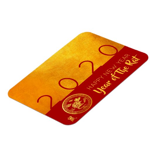 Red Gold Chinese Rat, papier van 2020 F, magneet (Linkerzijde)