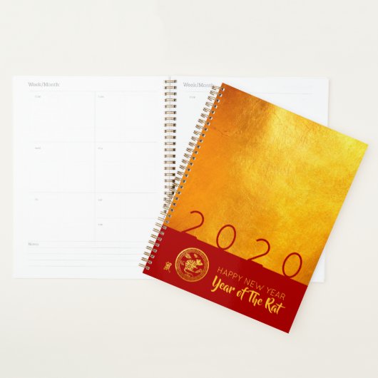 Red Gold Chinese Rat papieren versie 2020 moderne  Planner (Display)