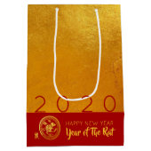 Red Gold Chinese Rat, papiersnijden 2020 M Cadeaut Medium Cadeauzakje (Achterkant)
