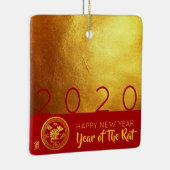 Red Gold Chinese Rat, papiersnit 2020 SqCO Keramisch Ornament (Rechts)