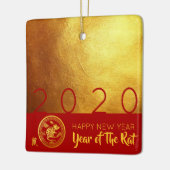 Red Gold Chinese Rat, papiersnit 2020 SqCO Keramisch Ornament (Links)