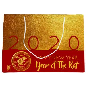 Red Gold Chinese Rat, papierversneden 2020 L Cadea Groot Cadeauzakje