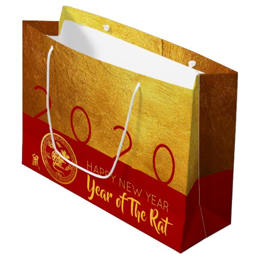 Red Gold Chinese Rat, papierversneden 2020 L Cadea Groot Cadeauzakje (Voorkant Gekanteld)