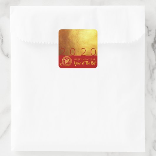 Red Gold Chinese Rat, Sticker met papiersnit 2020 (Tas)