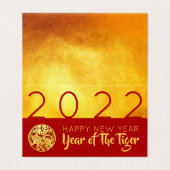 Red Gold Chinese Tiger, papiersnit 2022 FBC Kaart (Buitenkant ongevouwen)