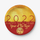Red Gold Chinese tijger, papiersnit 2022 PP Papieren Bordje (Voorkant)