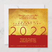 Red Gold Chinese tijger, papiersnit 2022 Sq Inv Kaart (Achterkant)