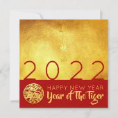 Red Gold Chinese tijger, papiersnit 2022 Sq Inv Kaart (Voorkant)