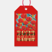 Red Gold Chinese waterkonijn nieuwjaar Cadeaulabel (Voorkant)