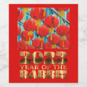 Red Gold Chinese waterkonijn nieuwjaar Wijn Etiket (Enkel label)