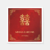 Red Gold Chinese Wedding Custom Servet (Voorkant)