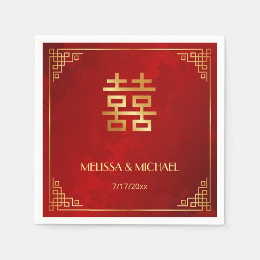   Red  Gold Chinese Wedding Custom  Servet (Voorkant)